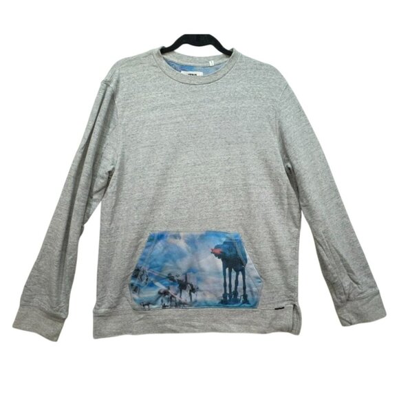 Star Wars X On The Byas Gray Long Sleeve Crewneck Sweatshirt With Graphic Front - Picture 1 of 11